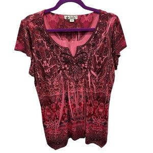 Unity world wear women’s short sleeve shirt embellished size medium
